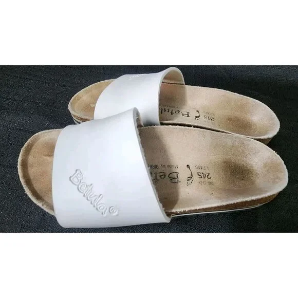 Birkenstock Betula Reggae White Leather Slide Sandals Womens Size EU 37 US 7 - Picture 3 of 6